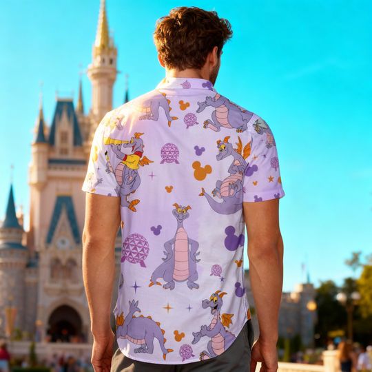 Discover Disney Figment Hawaiian Shirt, Figment Dragon Button Up, EPCOT Figment Shirt, Disney Summer Vacation Shirt, Matching Disney Family 2026