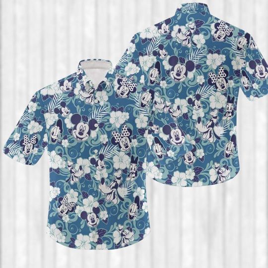 Discover Mickey Minnie Hawaiian Shirt, Disney Mouse Button Up Shirt, Retro Mickey Beach Shirt, Disneyland Aloha Shirt For Vacation