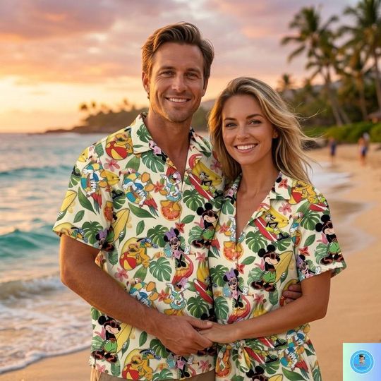 Discover Mouse & Friends Hawaiian Shirt, Summer Vacation Outfit, Disney Family Trip Shirt