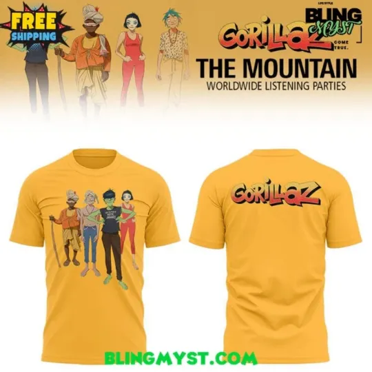 Discover Gorillaz The Mountain 2026 Yellow T-Shirt Collection