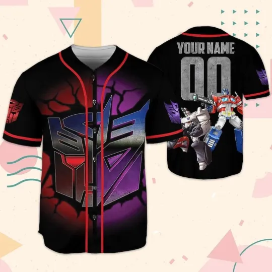 Personalize Optimus Prime & Megatron Transformers Fan Gift Baseball Jersey Shirt