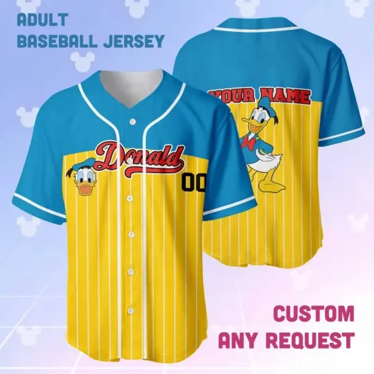 Discover Custom Donald Duck Cartoon Character Mickey & Friends Baseball Jersey Shirt