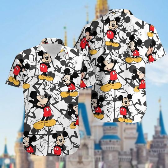 Discover Mickey Mouse Hawaiian Shirt, Disney Mouse Button Shirt, Disneyland Summer Shirt, Disney Hawaii Shirt, Hawaiian Shirt Men