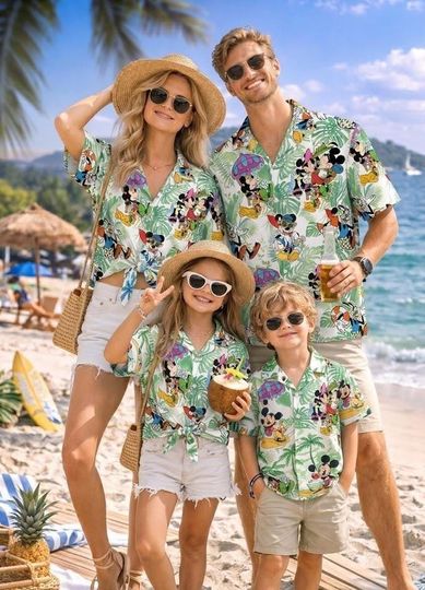 Discover Disney Mickey Mouse Matching Family Hawaiian Shirt, Mickey And Friend Tropical Aloha Shirt, Summer Vacation Beach Shirt