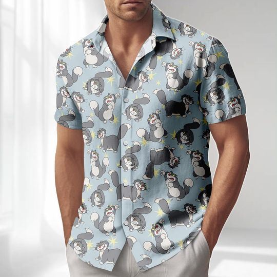 Discover Lucifer Disney Cinde Hawaiian Shirt, Disney Trip 2026 Button Shirt, Lucifer Cat Vacation Shirt, Beach Shorts Men, Angry Cat Hawaii