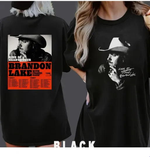 Discover Brandon Lakes KING OF HEARTS TOUR 2025 2026 Double Sided T-Shirt