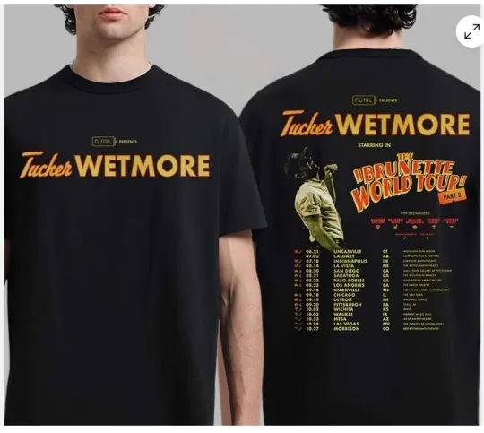 Discover Tucker Wetmore The Brunette World Tour Part 2 2026 North America T-Shirt