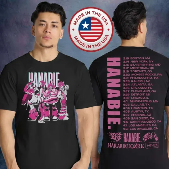 Discover Hanabie Anime Harajuku Core Tour 2026 Double Sided T-Shirt