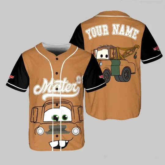Personalized Tow Mater Radiator Springs Pixar Cars Baseball Jersey Shirt