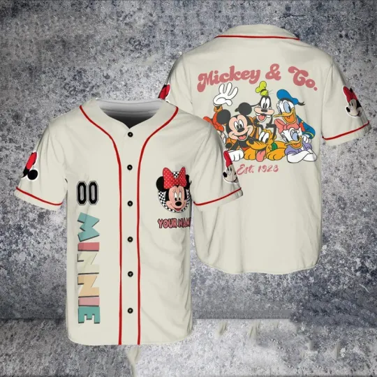 Discover Personalized Mickey & Co. Est 1928 Minnie Mouse Baseball Jersey Shirt