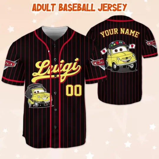 Personalized Pixar Cars Luigi Radiator Springs Cars Land Baseball Jersey Shirt