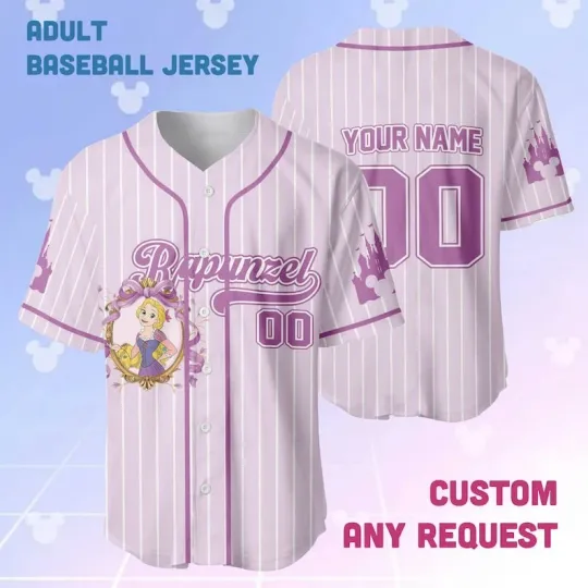 Discover Custom Tangled Rapunzel Princess Coquette Bow Mirror Baseball Jersey Shirt