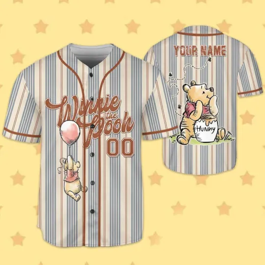 Discover Personalized Pooh Bear Winnie The Pooh Honey Bear Fan Gift Baseball Jersey Shirt