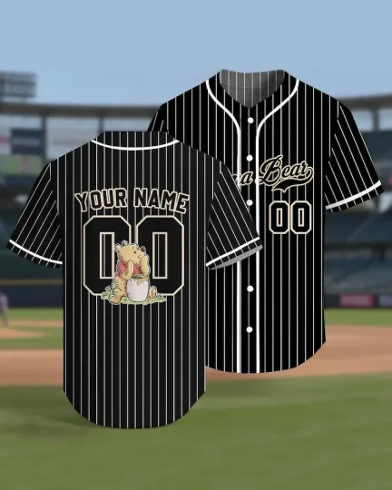Discover Custom Pooh Bear Winnie The Pooh Fan Gift Simple Striped Baseball Jersey Shirt