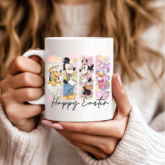 Discover Retro Disney Easter Mug,Mickey and Friends Easter Group Mug, Disneyland Happy Easter Day Family Trip Mug