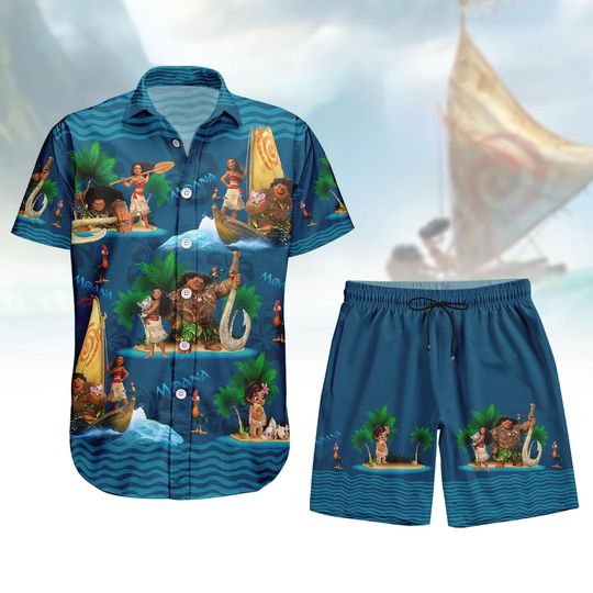 Discover Disney Moana Maui Hawaiian Shirt, Moana Princess Button Shirt, Beach Shorts Men, Disney Trip 2026 Vacation Shirt, Disney Adventure Tee