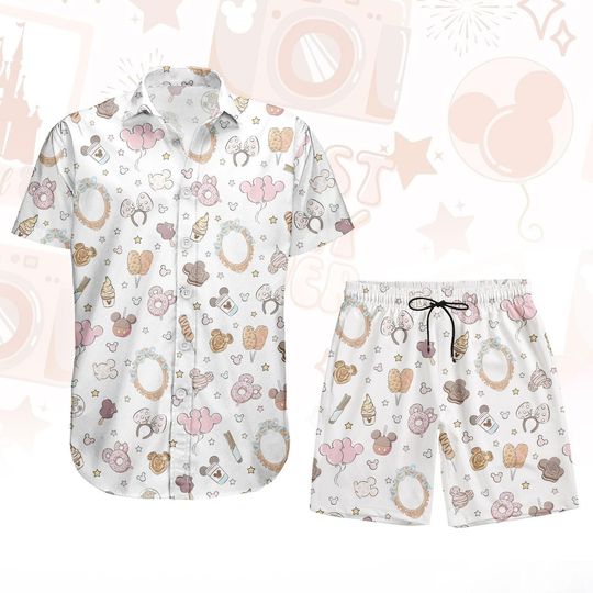 Discover Disney Coquette Bow Snacks Hawaiian Shirt, Disney Girl Trip 2026 Button Shirt, Beach Shorts For Men, Disneyland Birthday Vacation Shirt
