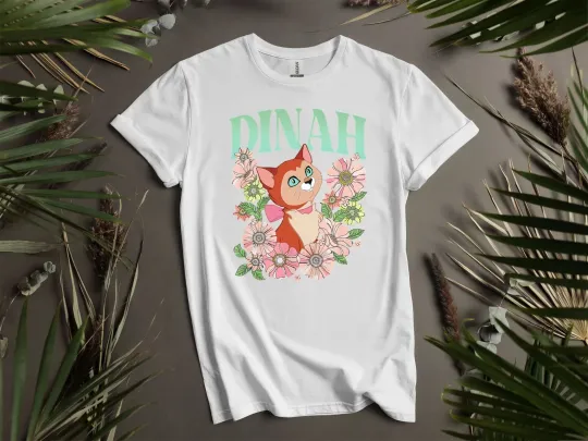 Discover Dinah Cat Floral Retro Alice in Wonderland Hoodie T-Shirt Unisex