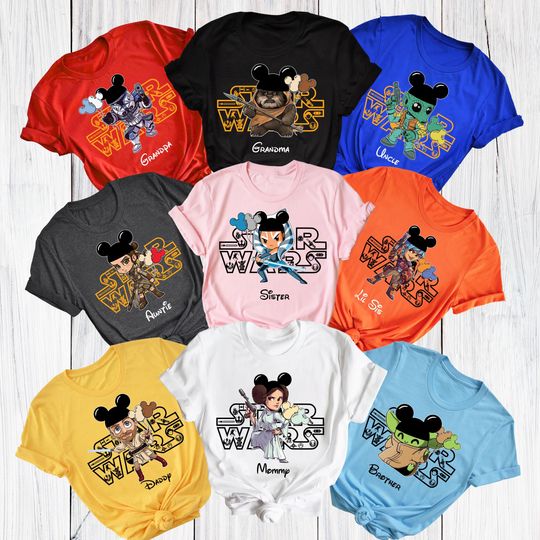 Discover Custom Disney All Character Star Wars 2026 Trip Shirts, Disney Star Wars Mickey Ear Shirt, Disney Family Shirts, Star Wars Character Shirts