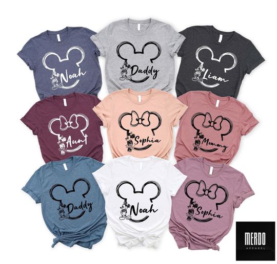 Discover Custom Name Disney Family Vacation 2026 Matching Shirts, Personalized Disney Trip Shirts, Disney Squad Shirts, Mickey Minnie Shirt