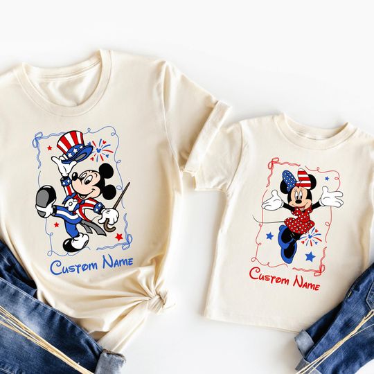 Personalized Disney 4th Of July Shirt, Personalized 4th of July Disney Matching Tee, Patriotic Family Vacation Outfit