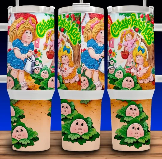 Discover 40oz Cabbage Patch Kids 80s Retro Style Cup Mug Tumbler with lid and straw