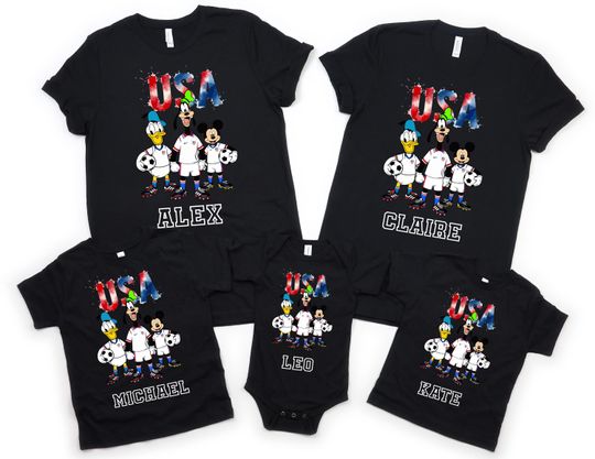 Discover Custom Disney USA Cup 2026 Shirt Mickey Soccer World T-Shirt Family Matching Football Tees Personalized Disneyland Sports Teams Sweatshirt