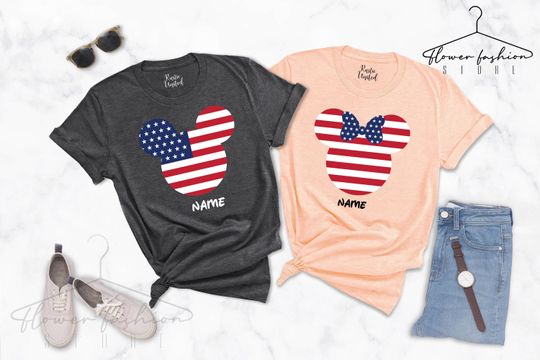 Personalized Disney 4th Of July Shirt,American Flag Shirt,Stars and Stripes Disney Custom Tee,Fourth Of July Disney Family Vacation Shirts