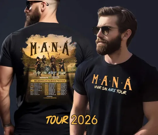 Discover Mana Band Tour 2026 Shirt, Latin Rock Fan Concert Graphic Tee