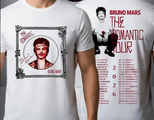 Discover Bruno Mars The Romantic World Tour 2026 Tour Dates Unisex T Shirt