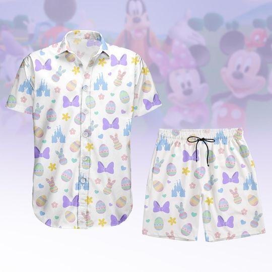 Discover Disney Easter 2026 Hawaiian Shirt, Easter Minnie Button Shirt, Shorts Men, Cute Minnie Bow Shirt, Magic Kingdom Holiday Outfits