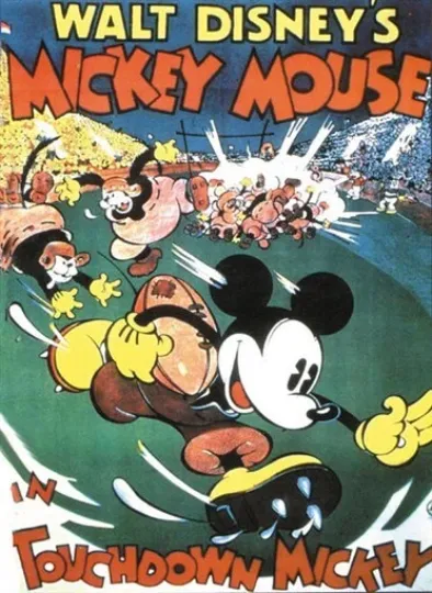 Touchdown Mickey Disney cartoon movie poster print