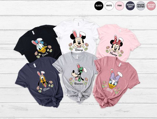 Discover Personalized Easter Family Shirts, Disney Easter Shirt, Mickey Mouse Shirt, Custom Disney Shirt, Happy Easter Day, Disney Characters Shirt