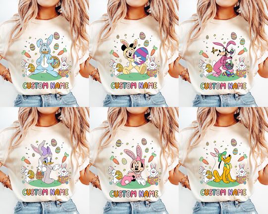 Discover Personalized Disney Characters Easter Day Matching Shirt, Mickey And Friends Bunny Tee, Disneyworld Easter Family Trip 2026, Easter Gifts