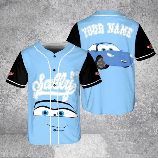 Personalized Sally Carrera Radiator Springs Pixar Cars Baseball Jersey Shirt
