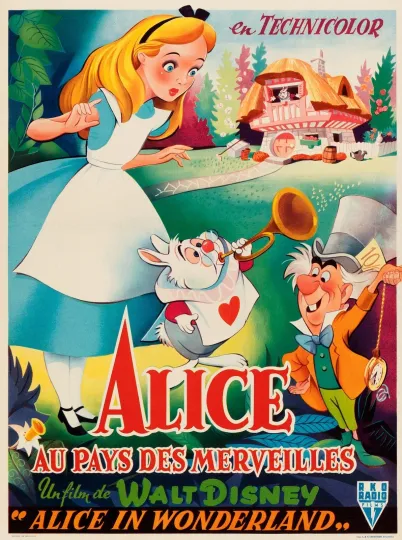 Discover 1951 Disney Alice In Wonderland Movie Poster 11X17 Mad Hatter Tea Party 🦩🌹🍿