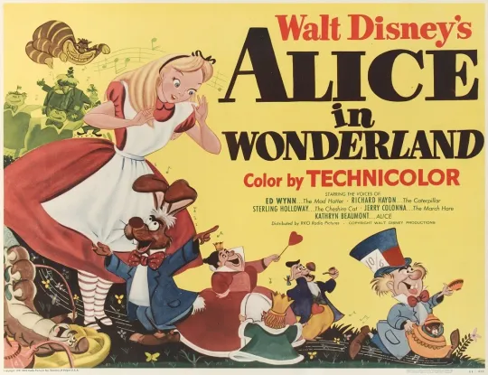 1951 Disney Alice in Wonderland Movie Poster Print Mad Hatter Tea Party Vertical Poster