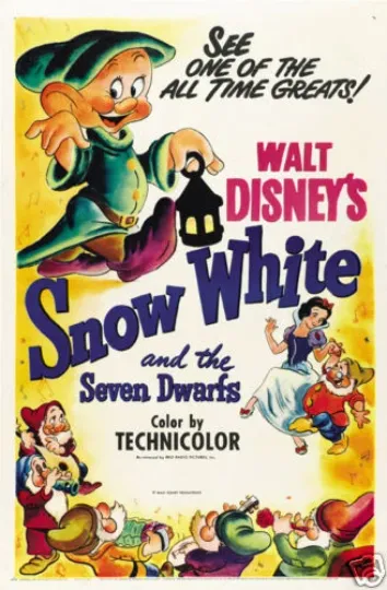 Discover Snow White & the 7 Dwarfs Cartoon Movie Poster Vertical Print