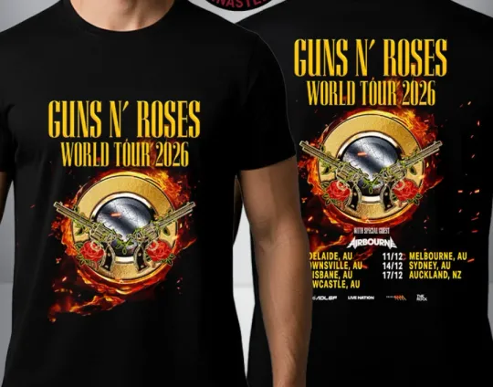 Discover Guns N Roses World Tour 2026 Australia And New Zealand Official  Tour T Shirt