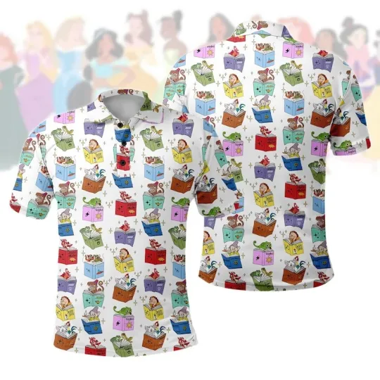 Discover Fairytale Princess Sidekicks Book Club Gift For Book Lovers Librarian Polo Shirt