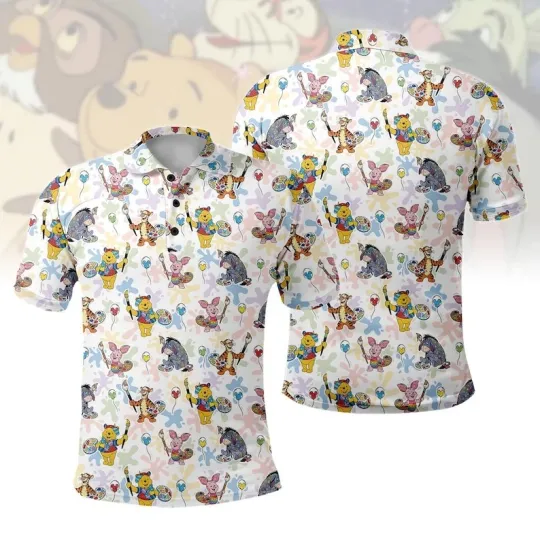 Discover Pooh Bear And Friends Winnie The Pooh Epcot Art Festival 2026 Polo Shirt