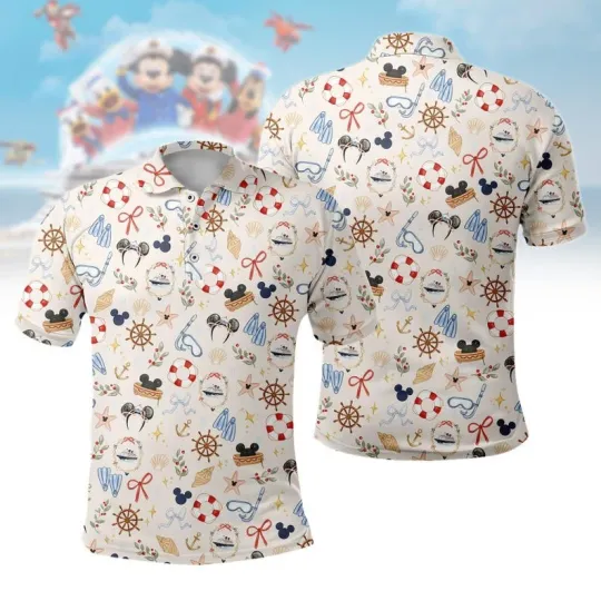Discover Mickey Mouse Ears Coquette Let's Cruise Summer Vacation Polo Shirt