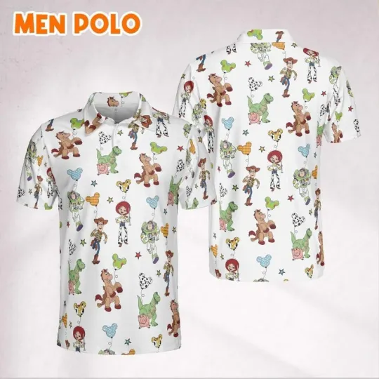 Discover Pixar Toy Story Characters Mickey Ears Balloons Gift For Fan Polo Shirt
