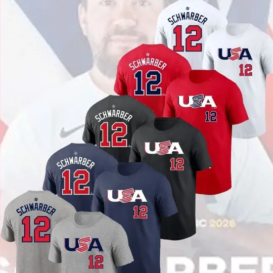 Discover Kyle Schwarber #12 USA Baseball 2026 World Classic Player Fan T Shirt
