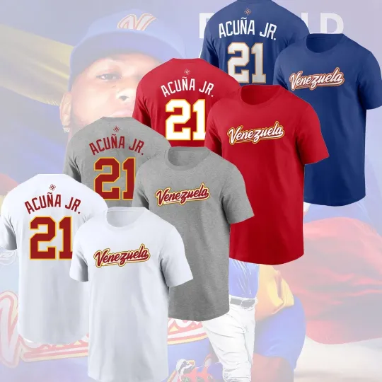 Discover Ronald Acuna Jr. #21 Venezuela Baseball 2026 World Classic Player Fan T Shirt