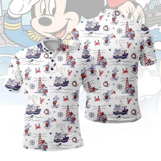 Discover Mickey And Minnie Mouse Steam Boat Summer Cruise Adventure Polo Shirt