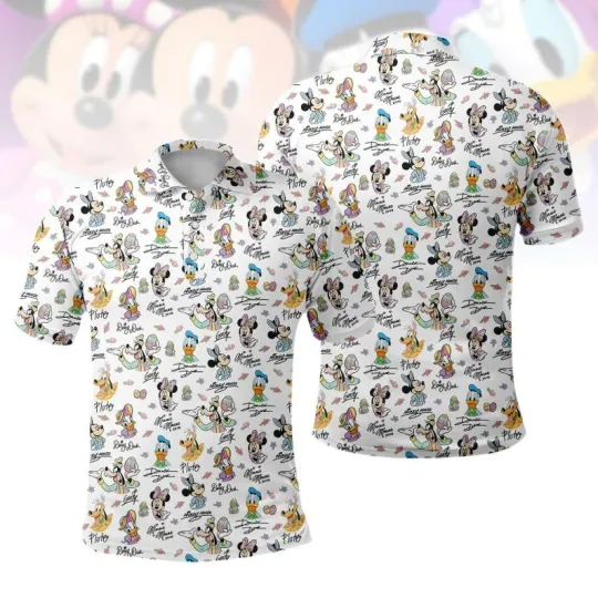 Discover Mickey And Friends Signature Best Sweet Spring Love Happy Easter Polo Shirt