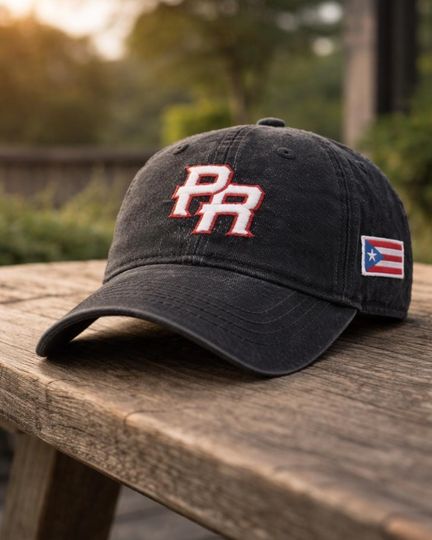 Discover Embroidered Puerto Rico PR Flag Dad Hat, Washed Cotton Boricua Cap