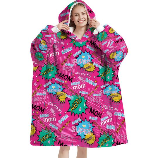 Discover Personalized Super Mom Hoodie Blanket