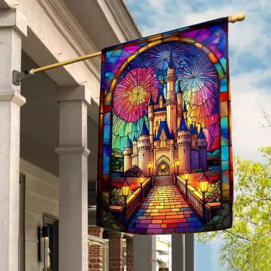 Discover Stained Glass Welcome To Our Castle Fireworks Flag